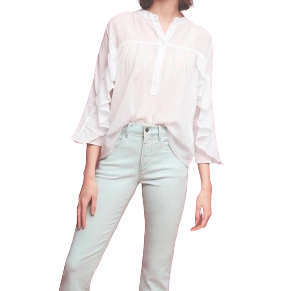 Maeve•Anthropologie•Mischa•Top•Henley•Ruffle•Hi-low•Size SP